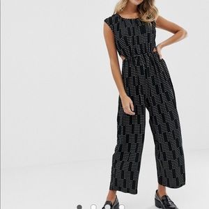 Cut out side jumpsuit in polka dot